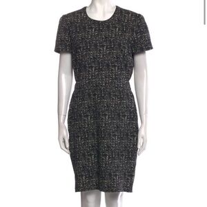 Burberry Black and White Tweed Midi Dress
